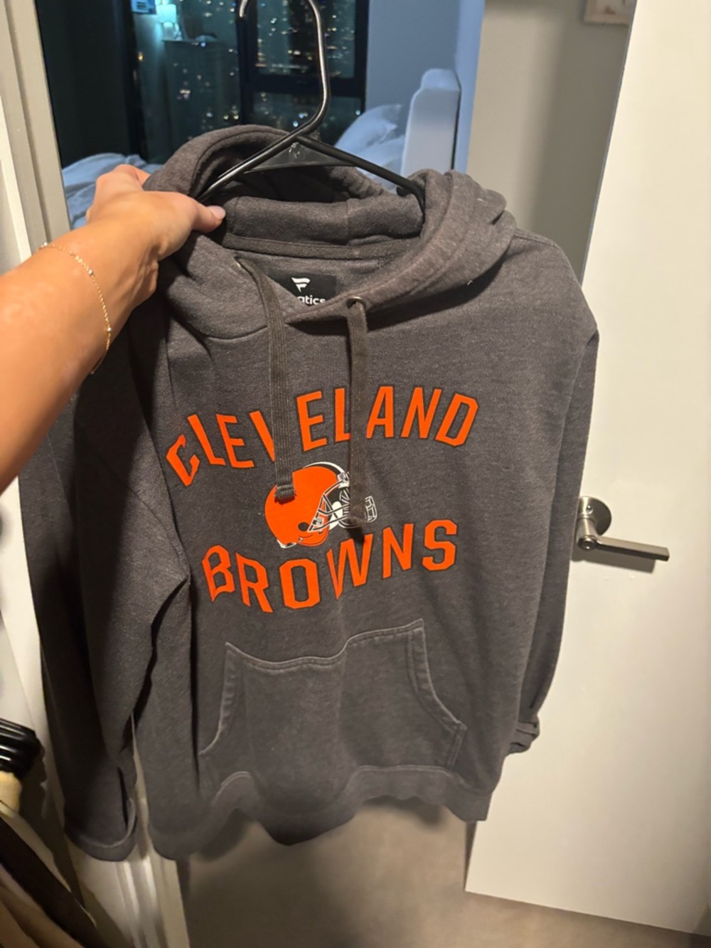 Fanatics Dark Gray Hoodie with Orange Cleveland Lettering